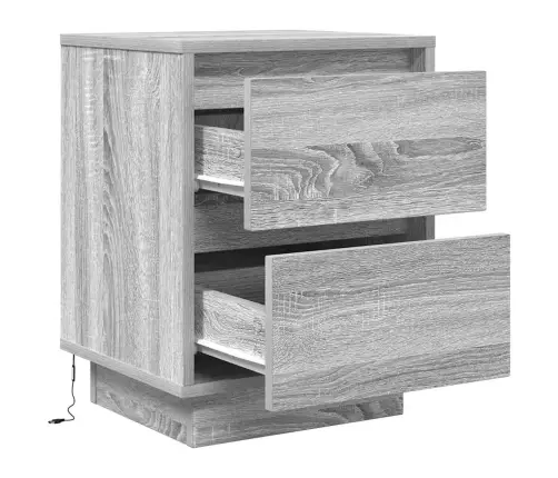 Naktsskapīši Ar Led Gaismām 2 Gab. Pelēks Sonoma 38X34X50 Cm Vidaxl Naktsskapīši Ar Led Gaismām 2 Gab. Pelēks Sonoma 38X34X50 Cm Vidaxl