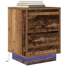 Naktsskapītis Ar Led Gaismām Old Wood 38X34X50 Cm Vidaxl