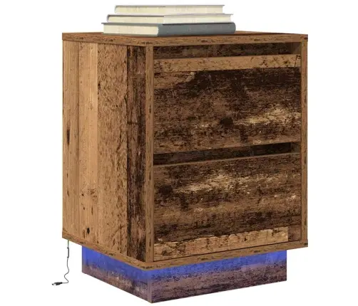 Naktsskapīši Ar Led Gaismām 2 Gab Old Wood 38X34X50 Cm Vidaxl