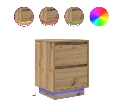 Spintelės Prie Lovos Su Led Lemputėmis 2 Vnt Artisan Oak