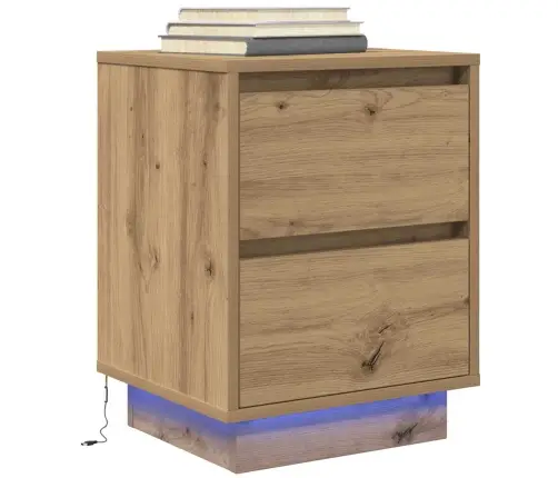 Spintelės Prie Lovos Su Led Lemputėmis 2 Vnt Artisan Oak