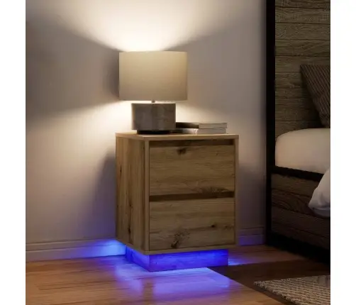 Spintelės Prie Lovos Su Led Lemputėmis 2 Vnt Artisan Oak