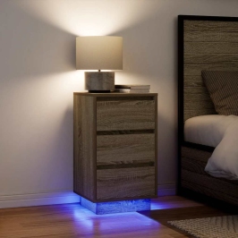 Naktsskapītis Ar Led Gaismām Sonoma Ozols 38X34X65 Cm Vidaxl