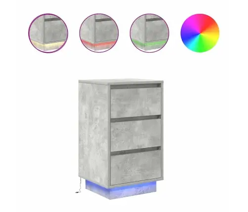 Naktsskapītis Ar Led Gaismām Betons Pelēks 38X34X65 Cm Vidaxl