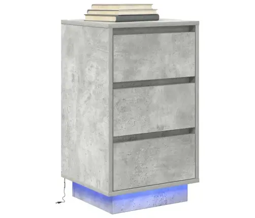 Naktsskapītis Ar Led Gaismām Betons Pelēks 38X34X65 Cm Vidaxl