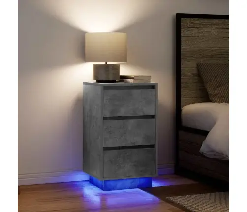 Naktsskapītis Ar Led Gaismām Betons Pelēks 38X34X65 Cm Vidaxl