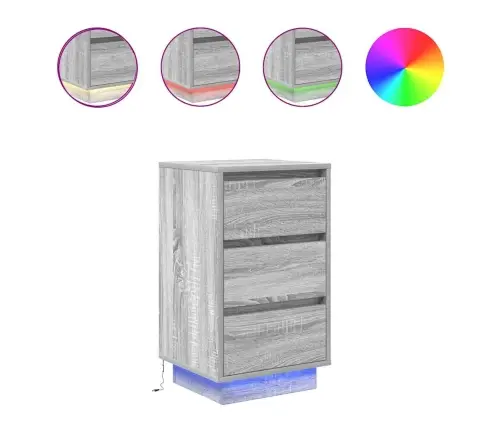 Naktsskapītis Ar Led Gaismām Pelēks Sonoma 38X34X65 Cm Vidaxl Naktsskapītis Ar Led Gaismām Pelēks Sonoma 38X34X65 Cm Vidaxl