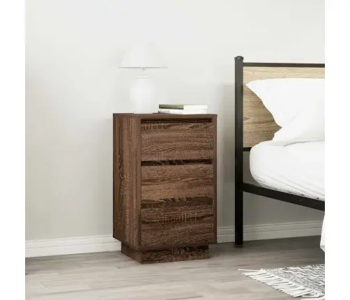 Naktsskapītis Ar Led Gaismām Brūns Ozols 38X34X65 Cm Vidaxl