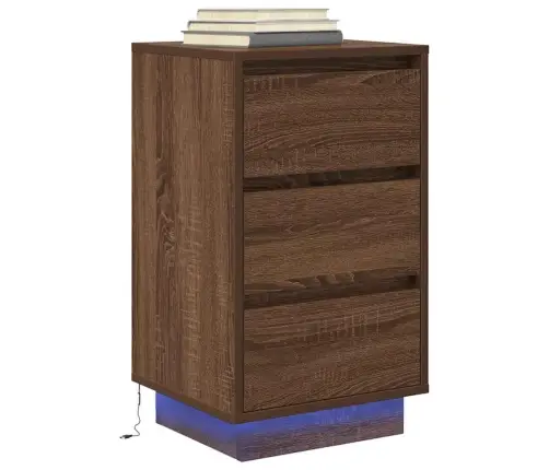 Naktsskapītis Ar Led Gaismām Brūns Ozols 38X34X65 Cm Vidaxl