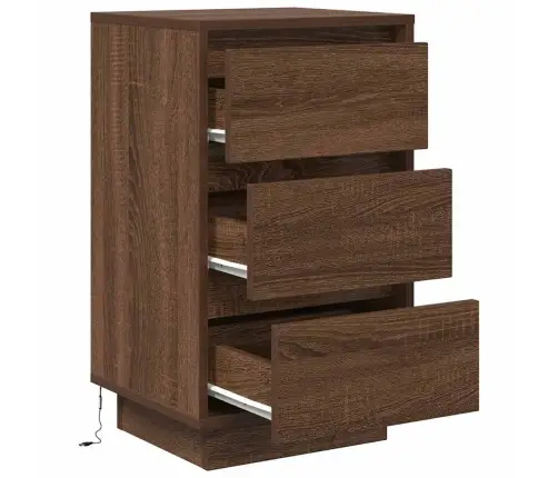 Naktsskapītis Ar Led Gaismām Brūns Ozols 38X34X65 Cm Vidaxl