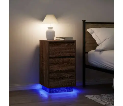 Naktsskapītis Ar Led Gaismām Brūns Ozols 38X34X65 Cm Vidaxl