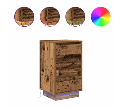 Spintelė Prie Lovos Su Led Lemputėmis Old Wood 38X34X65 Cm