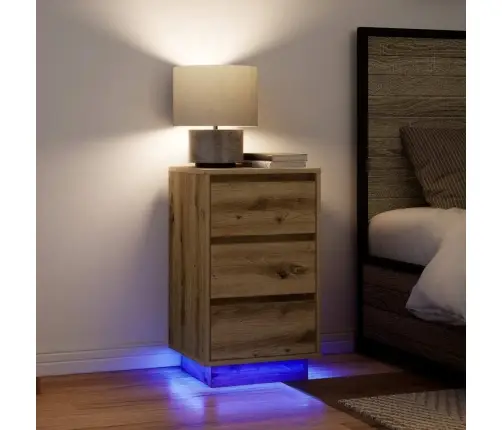 Naktinė Spintelė Su Led Lemputėmis Artisan Ąžuolas 38X34X65 Cm