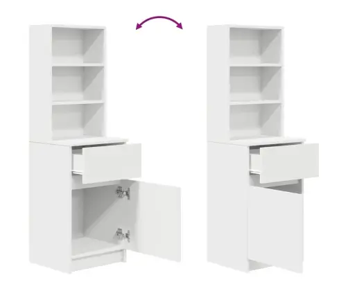 Naktinė Spintelė, Balta, 39X35X125 cm Apdirbta Mediena