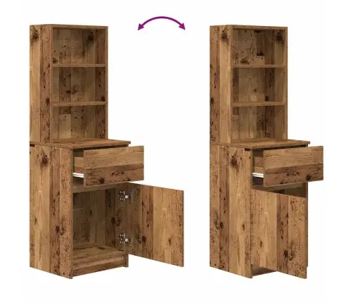 Naktsskapītis, Veca Koka, 39X35X125 Cm, Inženierijas Koks Vidaxl