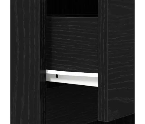 Naktinės Spintelės, 2Vnt., Juodos, 39X35X65cm Apdirbta Mediena