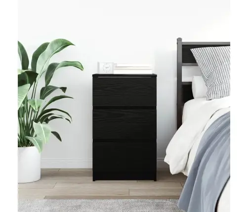 Naktsskapītis Ar 3 Atvilktnēm, Melni, 39X35X65 Cm Vidaxl