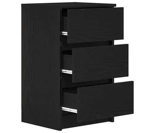 Naktsskapītis Ar 3 Atvilktnēm, Melni, 39X35X65 Cm Vidaxl