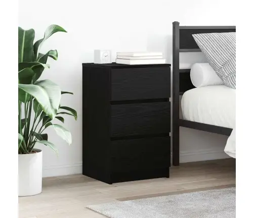 Naktsskapītis Ar 3 Atvilktnēm, Melni, 39X35X65 Cm Vidaxl