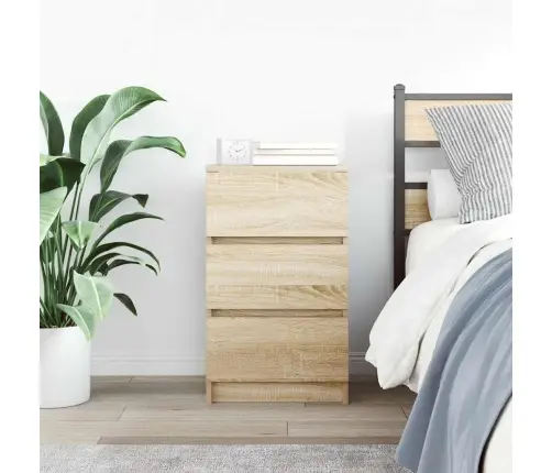 Naktsskapītis Ar 3 Atvilktnēm, Sonoma Ozols, 39X35X65 Cm Vidaxl