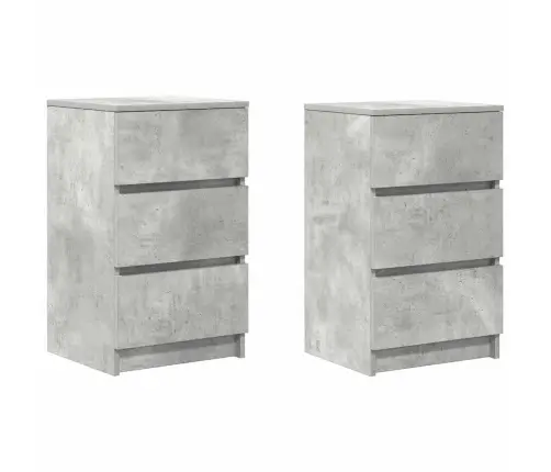 Naktsskapītis Ar 3 Atvilktnēm 2 Gab., Betons Pelēks, 39X35X65Cm Vidaxl