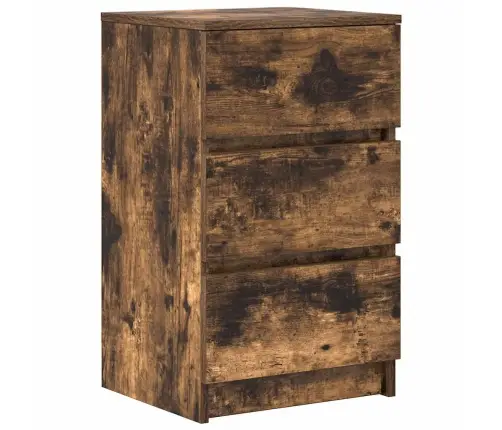 Naktinė Spintelė Su 3 Stalčiais, Rūkyto Ąžuolo, 39X35X65 Cm