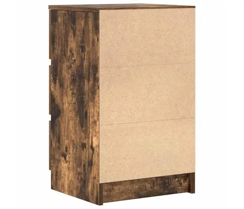 Naktinė Spintelė Su 3 Stalčiais, Rūkyto Ąžuolo, 39X35X65 Cm