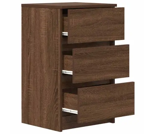 Naktsskapītis Ar 3 Atvilktnēm, 2 Gab., Brūns Ozols, 38X34X80 Cm Vidaxl