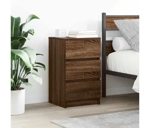 Naktsskapītis Ar 3 Atvilktnēm, 2 Gab., Brūns Ozols, 38X34X80 Cm Vidaxl