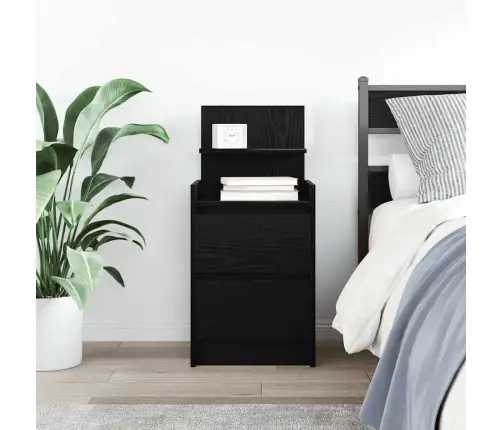 Naktsskapītis Ar 2 Atvilktnēm, Melns, 36X36X68 Cm Vidaxl