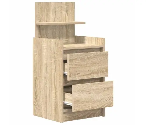 Naktsskapītis Ar 2 Atvilktnēm, Ozolkoka, 38X34X80 Cm Vidaxl