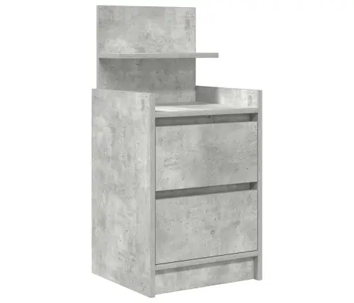 Naktinė Spintelė Su 2 Stalčiais, Betoninė Pilka, 38X34X80 Cm