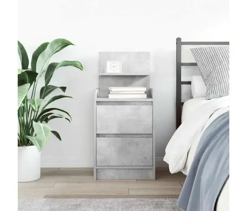 Naktinė Spintelė Su 2 Stalčiais, Betoninė Pilka, 38X34X80 Cm