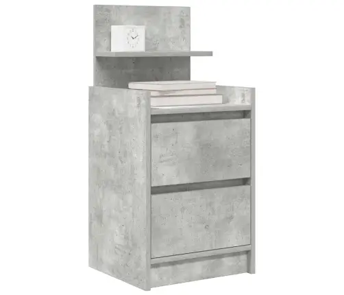 Naktinė Spintelė Su 2 Stalčiais, Betoninė Pilka, 38X34X80 Cm