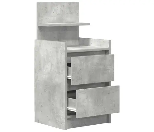 Naktinė Spintelė Su 2 Stalčiais, Betoninė Pilka, 38X34X80 Cm