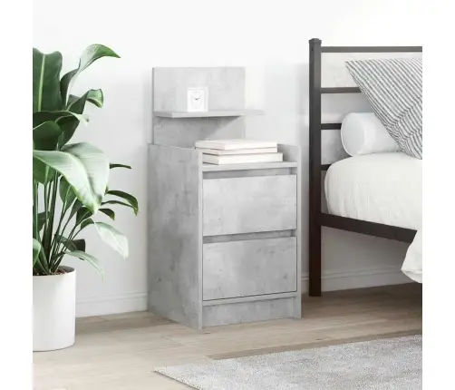 Naktinė Spintelė Su 2 Stalčiais, Betoninė Pilka, 38X34X80 Cm