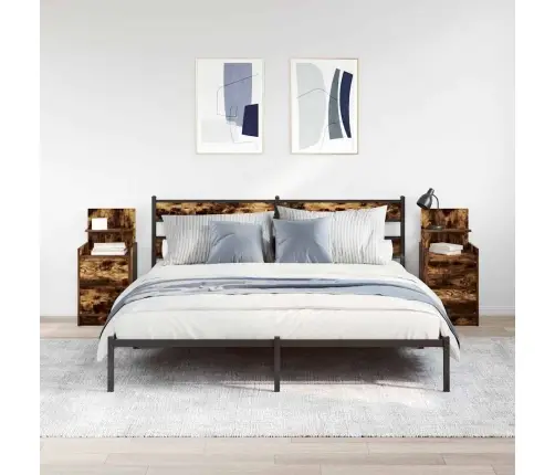 Naktsskapīši Ar 2 Atvilktnēm, 2 Gab., Kūpināts Ozols 38X34X80Cm Vidaxl