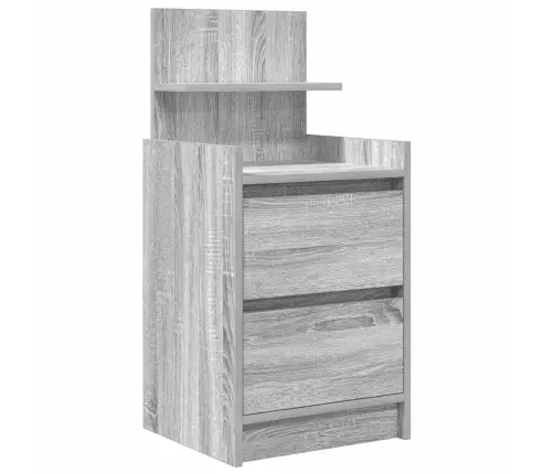 Naktsskapītis Ar 2 Atvilktnēm, Pelēka Koka, 38X34X80 Cm Vidaxl