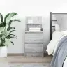 Naktsskapītis Ar 2 Atvilktnēm, Pelēka Koka, 38X34X80 Cm Vidaxl