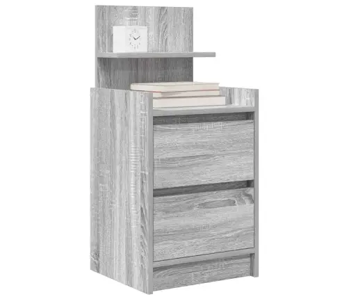 Naktsskapītis Ar 2 Atvilktnēm, Pelēka Koka, 38X34X80 Cm Vidaxl