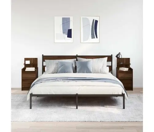 Naktsskapīši Ar 2 Atvilktnēm, 2 Gab., Brūna Ozola, 38X34X80 Cm Vidaxl