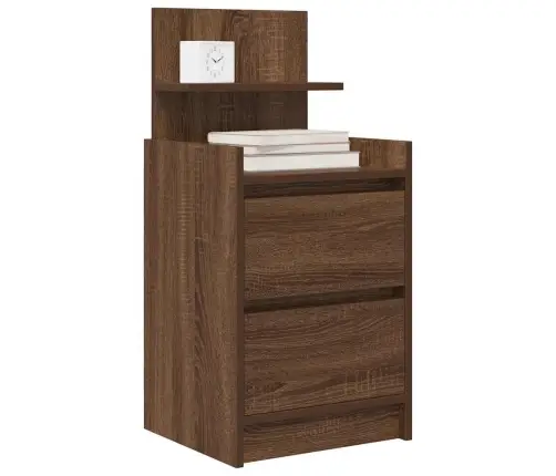 Naktsskapīši Ar 2 Atvilktnēm, 2 Gab., Brūna Ozola, 38X34X80 Cm Vidaxl