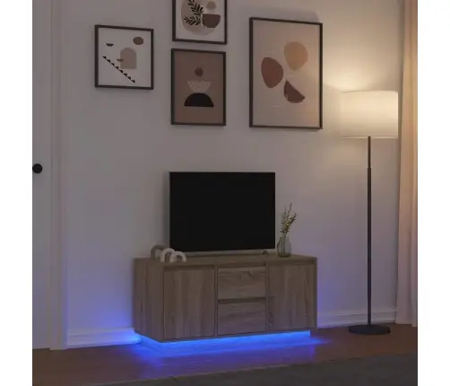 Tv Skapītis Ar Led Lampiņām, Ozolkoka, 100X41X50 Cm Vidaxl