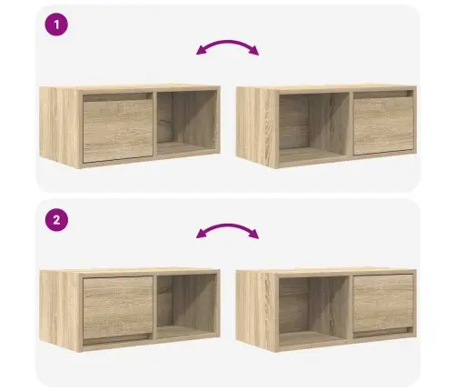 Televizoriaus Spintelė, Ąžuolo, 60X31X25,5 cm Apdirbta Mediena