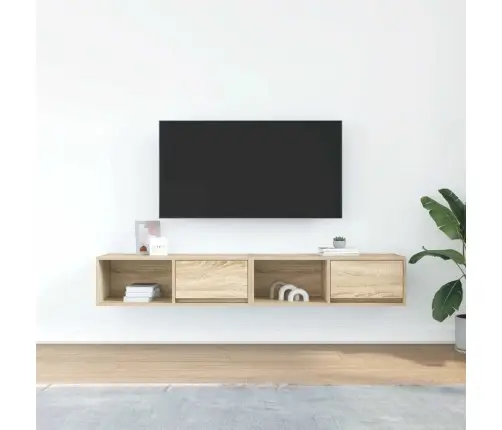 Tv Skapīši, 2 Gab., Ozolkoka, 80X31X25,5 Cm, Inženierijas Koks Vidaxl