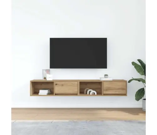 Tv Skapīši, 2 Gab., Koka Krāsā, 80X31X25,5 Cm Inženierijas Koks Vidaxl