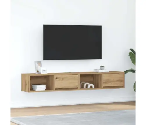 Tv Skapīši, 2 Gab., Koka Krāsā, 80X31X25,5 Cm Inženierijas Koks Vidaxl