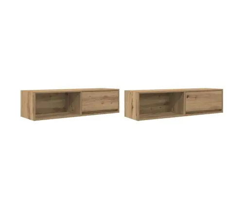 Tv Skapīši, 2 Gab., Koka Krāsā 100X31X25,5 Cm Inženierijas Koks Vidaxl