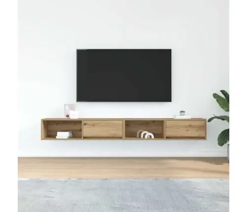 Tv Skapīši, 2 Gab., Koka Krāsā 100X31X25,5 Cm Inženierijas Koks Vidaxl