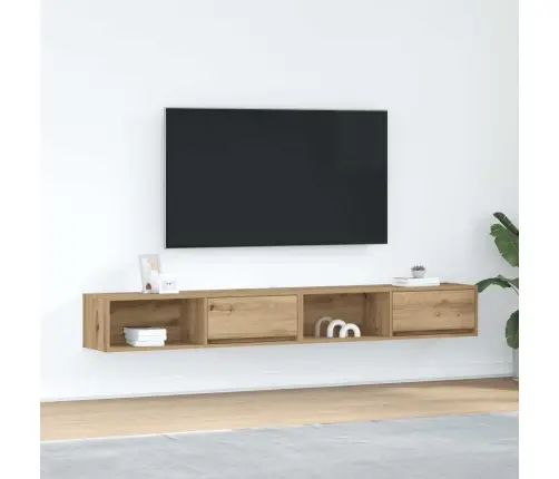 Tv Skapīši, 2 Gab., Koka Krāsā 100X31X25,5 Cm Inženierijas Koks Vidaxl